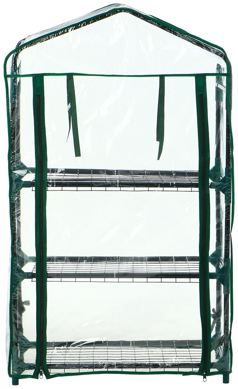 Парник-стеллаж, 3 полки, 110×40×65 см, металлический каркас d=16 мм, чехол плёнка 80 мкм, Greengo