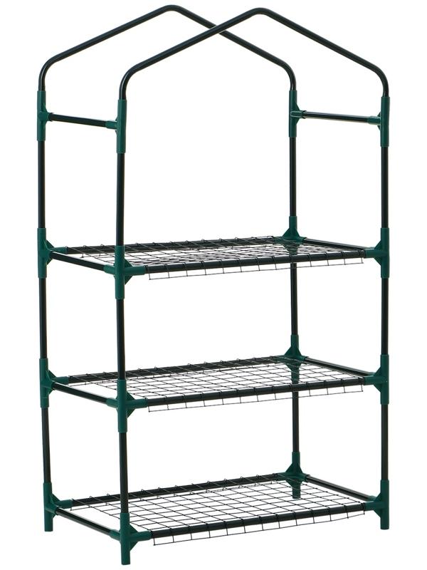 Парник-стеллаж, 3 полки, 110×40×65 см, металлический каркас d=16 мм, чехол плёнка 80 мкм, Greengo