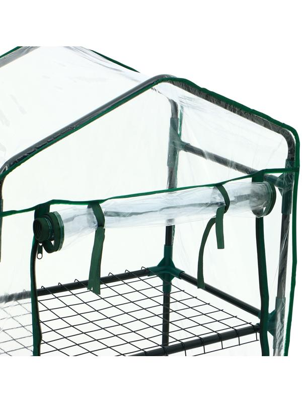 Парник-стеллаж, 3 полки, 110×40×65 см, металлический каркас d=16 мм, чехол плёнка 80 мкм, Greengo