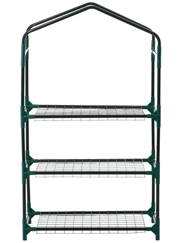 Парник-стеллаж, 3 полки, 110×40×65 см, металлический каркас d=16 мм, чехол плёнка 80 мкм, Greengo
