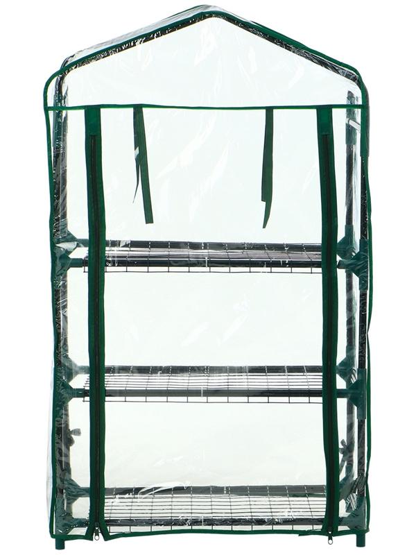 Парник-стеллаж, 3 полки, 110×40×65 см, металлический каркас d=16 мм, чехол плёнка 80 мкм, Greengo