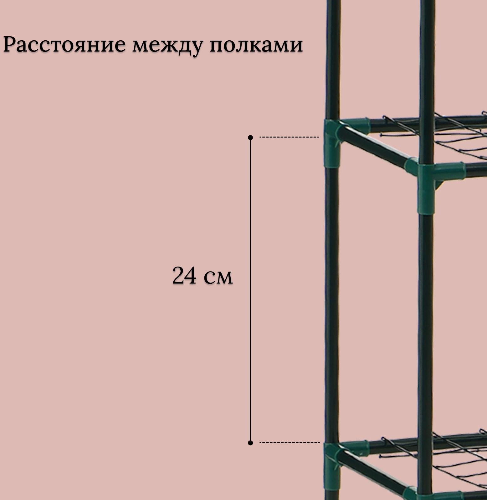 Парник-стеллаж, 3 полки, 80×24×46 см, металлический каркас d=12 мм, чехол плёнка 80 мкм, Greengo