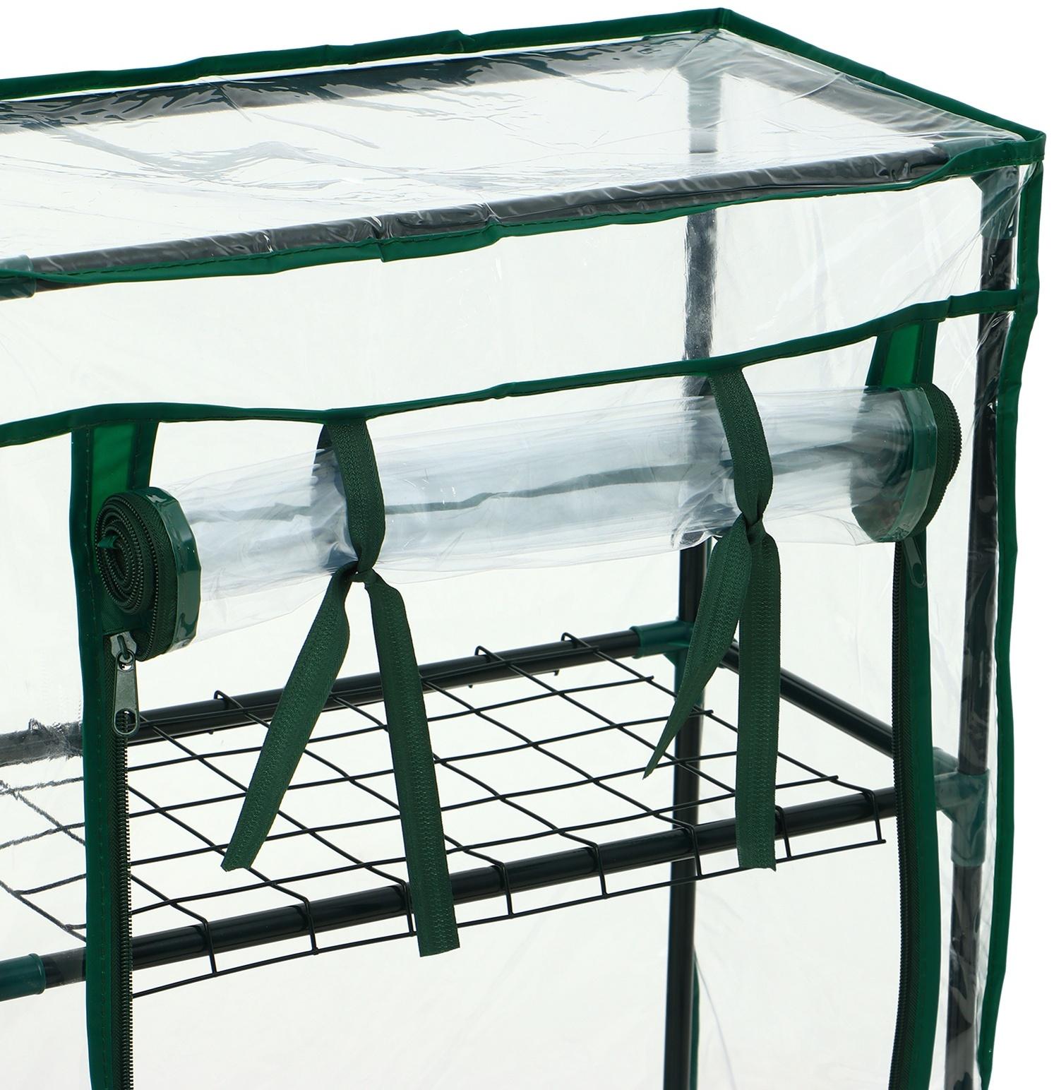 Парник-стеллаж, 3 полки, 80×24×46 см, металлический каркас d=12 мм, чехол плёнка 80 мкм, Greengo