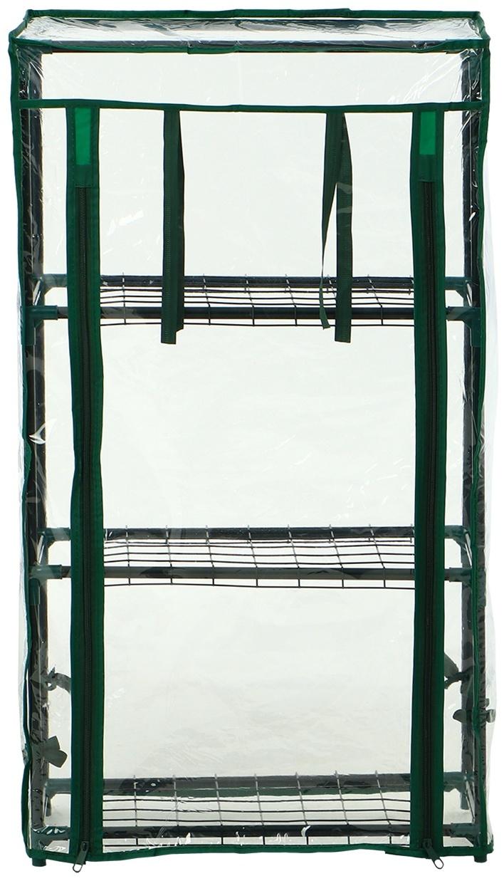 Парник-стеллаж, 3 полки, 80×24×46 см, металлический каркас d=12 мм, чехол плёнка 80 мкм, Greengo