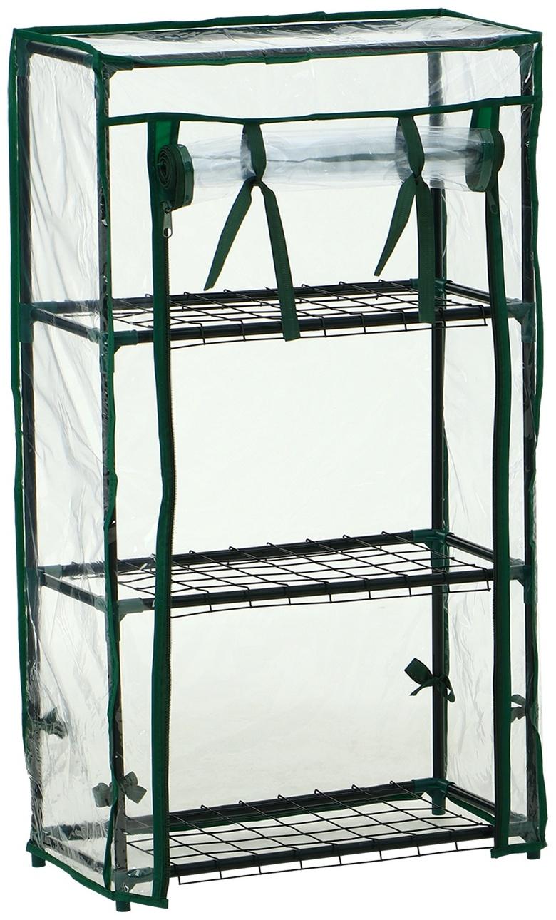 Парник-стеллаж, 3 полки, 80×24×46 см, металлический каркас d=12 мм, чехол плёнка 80 мкм, Greengo
