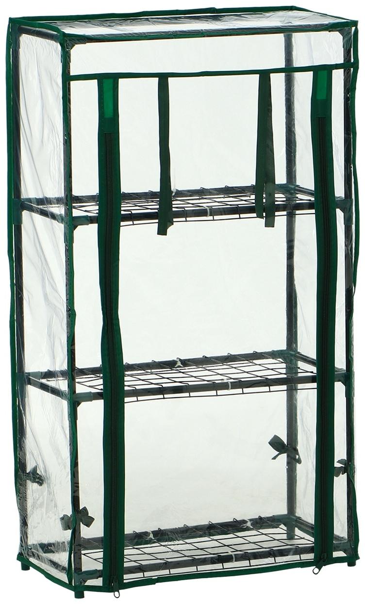 Парник-стеллаж, 3 полки, 80×24×46 см, металлический каркас d=12 мм, чехол плёнка 80 мкм, Greengo