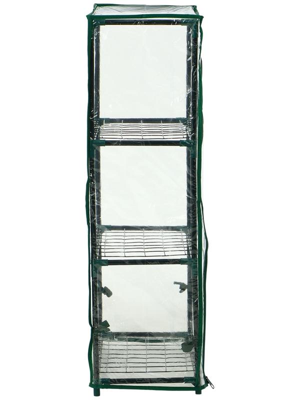 Парник-стеллаж, 3 полки, 80×24×46 см, металлический каркас d=12 мм, чехол плёнка 80 мкм, Greengo