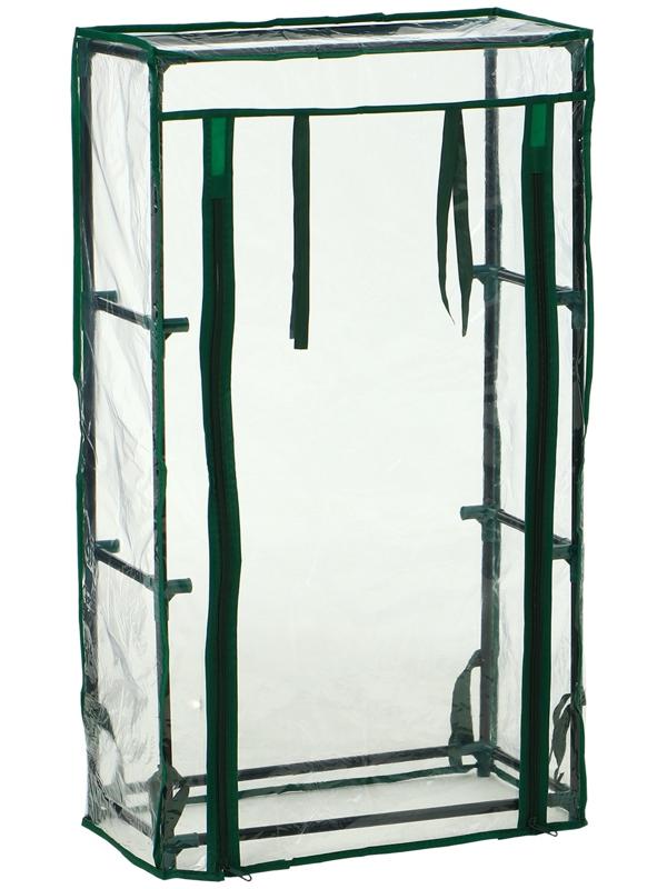 Парник-стеллаж, 3 полки, 80×24×46 см, металлический каркас d=12 мм, чехол плёнка 80 мкм, Greengo