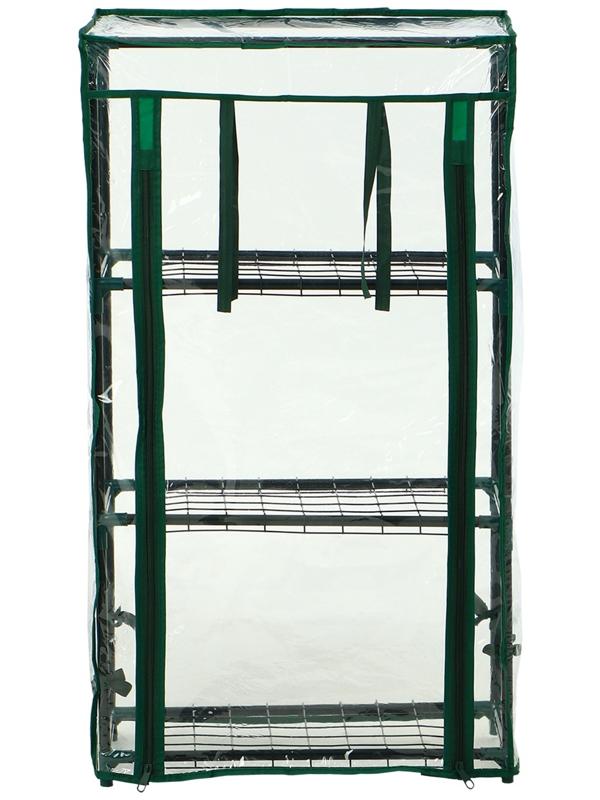Парник-стеллаж, 3 полки, 80×24×46 см, металлический каркас d=12 мм, чехол плёнка 80 мкм, Greengo