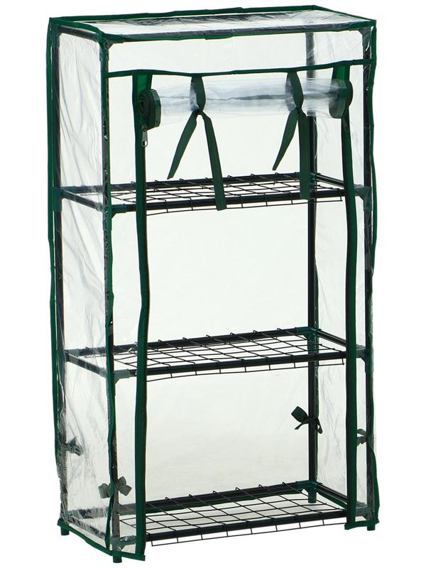 Парник-стеллаж, 3 полки, 80×24×46 см, металлический каркас d=12 мм, чехол плёнка 80 мкм, Greengo