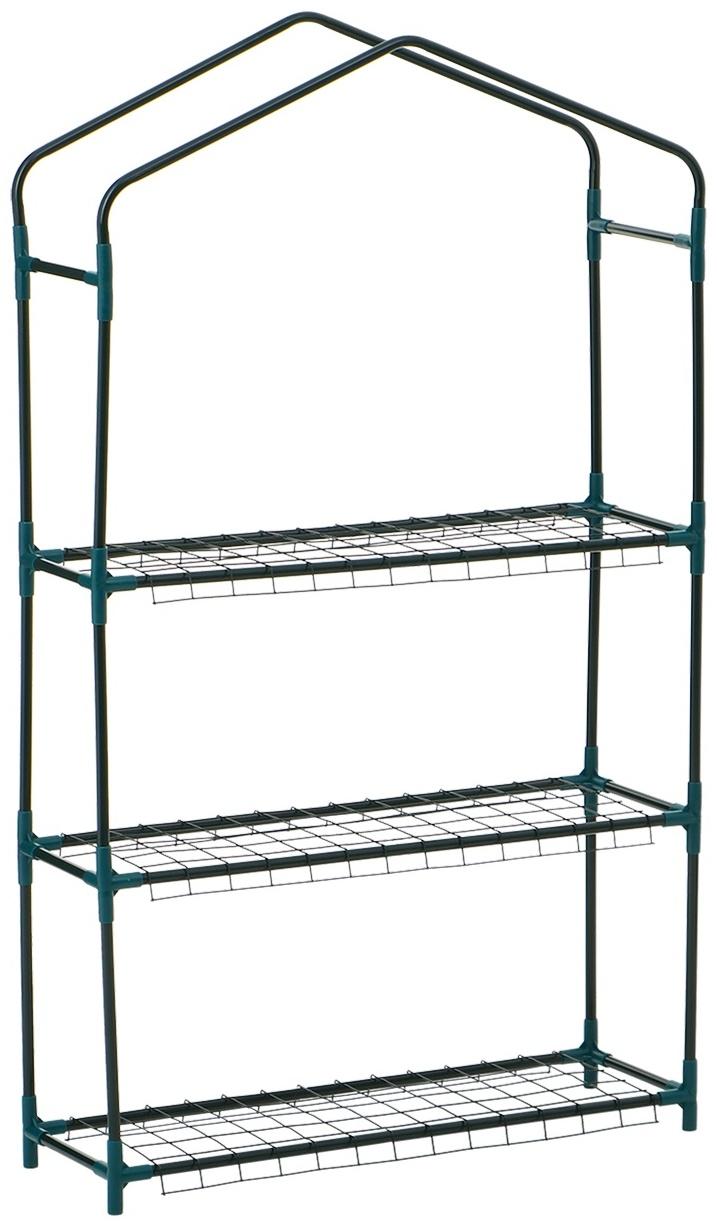 Стеллаж для рассады, 3 полки, 110×22×65 см, металлический каркас d=12 мм, без чехла, Greengo