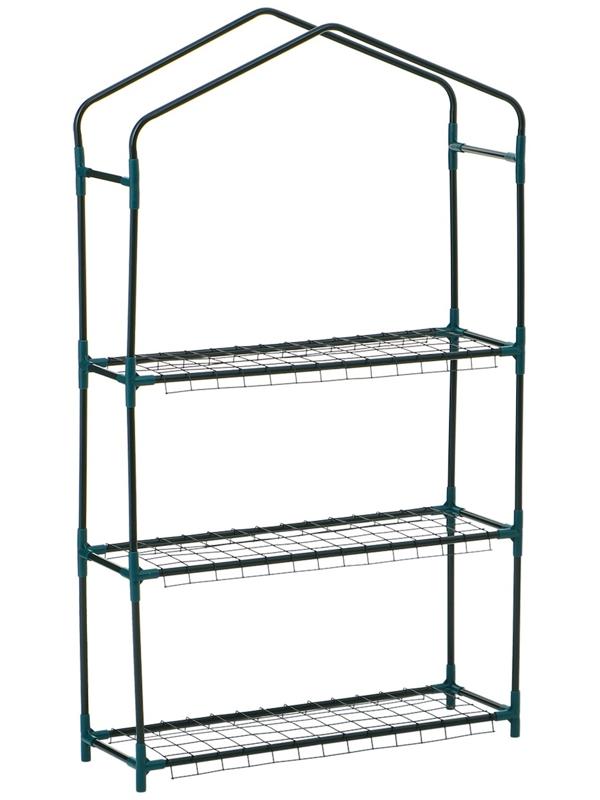 Стеллаж для рассады, 3 полки, 110×22×65 см, металлический каркас d=12 мм, без чехла, Greengo