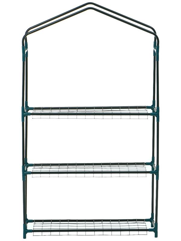 Стеллаж для рассады, 3 полки, 110×22×65 см, металлический каркас d=12 мм, без чехла, Greengo