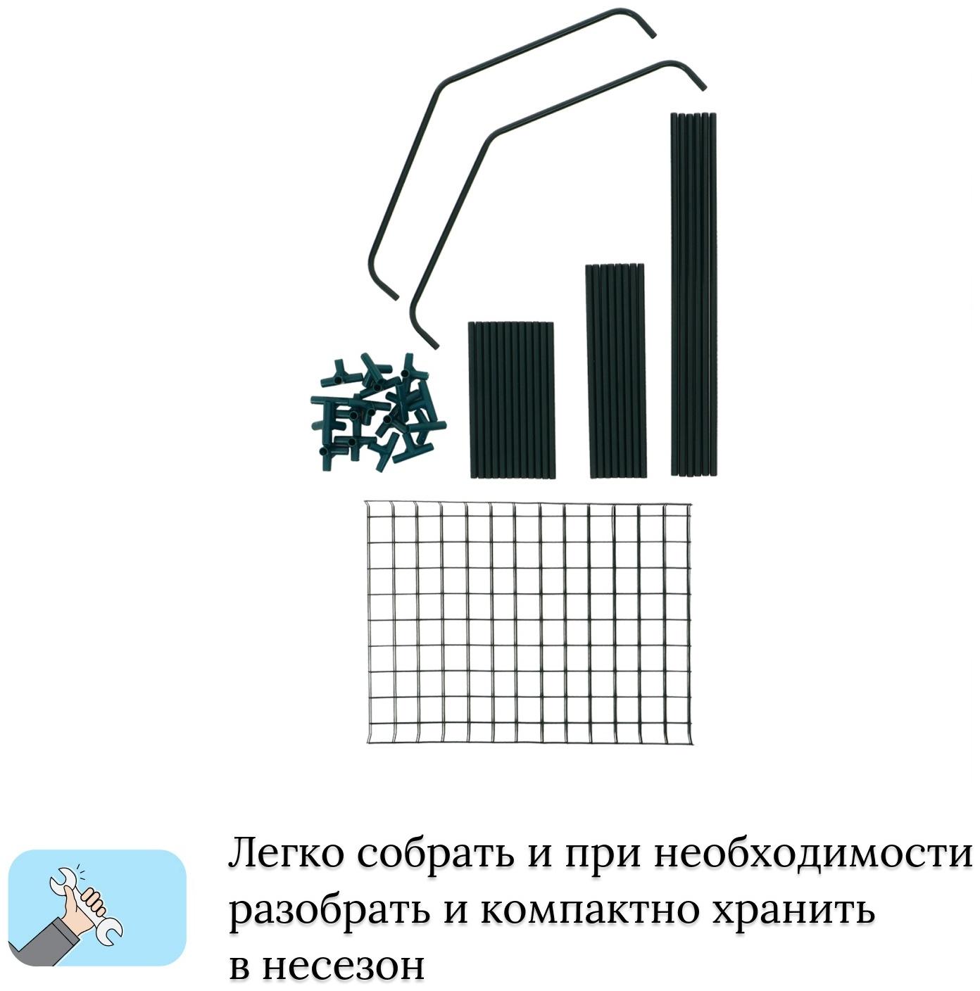 Стеллаж для рассады, 3 полки, 110×40×65 см, металлический каркас d=12 мм, без чехла, Greengo
