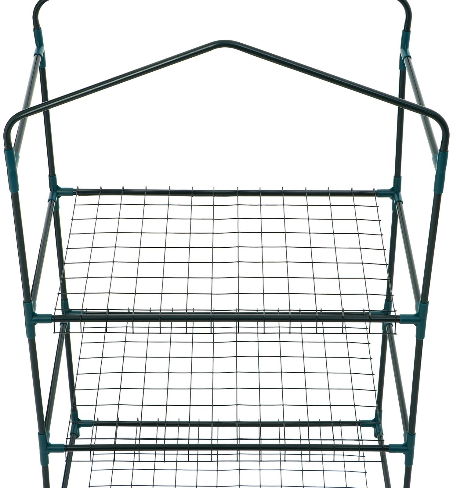 Стеллаж для рассады, 3 полки, 110×40×65 см, металлический каркас d=12 мм, без чехла, Greengo