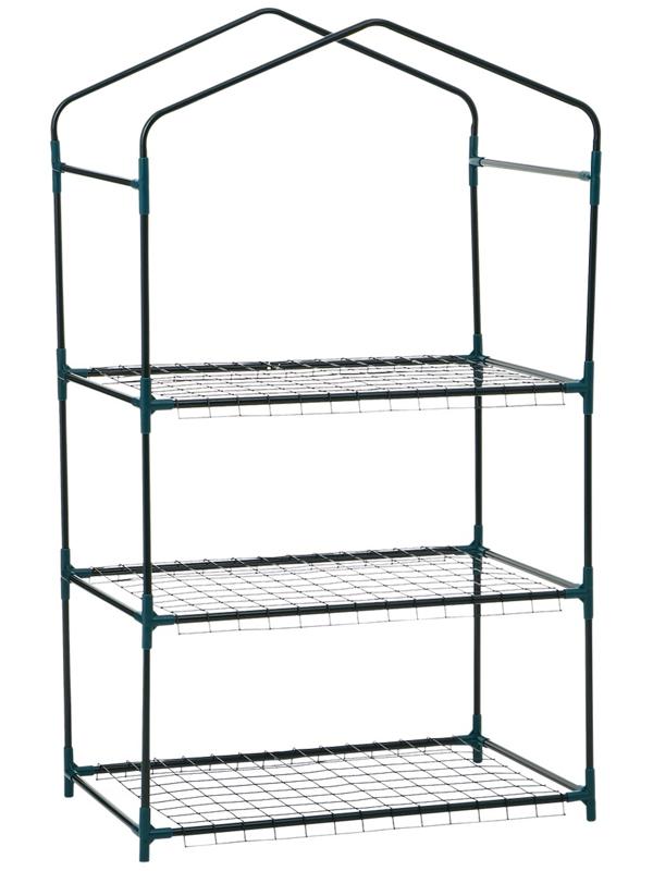 Стеллаж для рассады, 3 полки, 110×40×65 см, металлический каркас d=12 мм, без чехла, Greengo