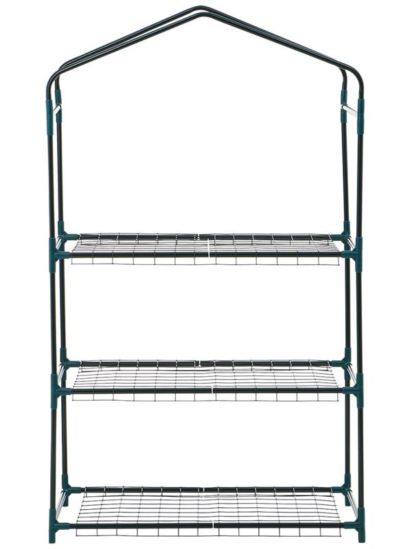 Стеллаж для рассады, 3 полки, 110×40×65 см, металлический каркас d=12 мм, без чехла, Greengo