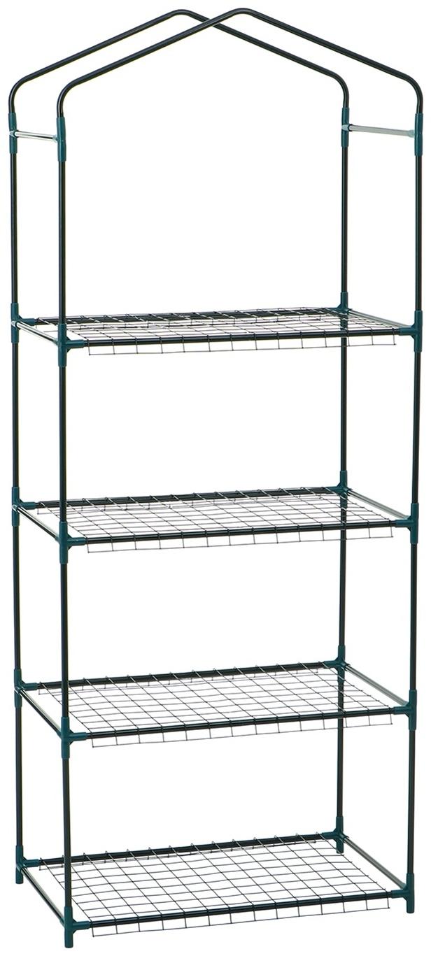 Стеллаж для рассады, 4 полки, 160×40×65 см, металлический каркас d=12 мм, без чехла, Greengo