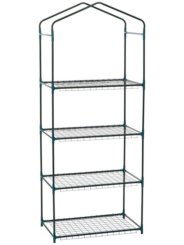 Стеллаж для рассады, 4 полки, 160×40×65 см, металлический каркас d=12 мм, без чехла, Greengo