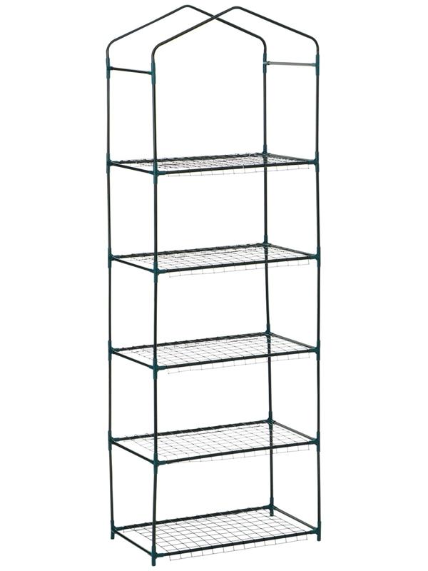 Стеллаж для рассады, 5 полок, 190×40×65 см, металлический каркас d=12 мм, без чехла, Greengo