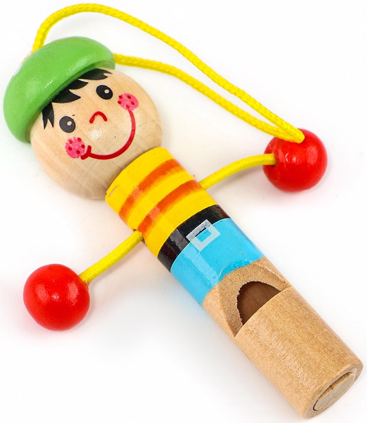 Набор музыкальных инструментов из дерева, 4 предмета «Свистулька, кастаньета, колотушка, погремушка»