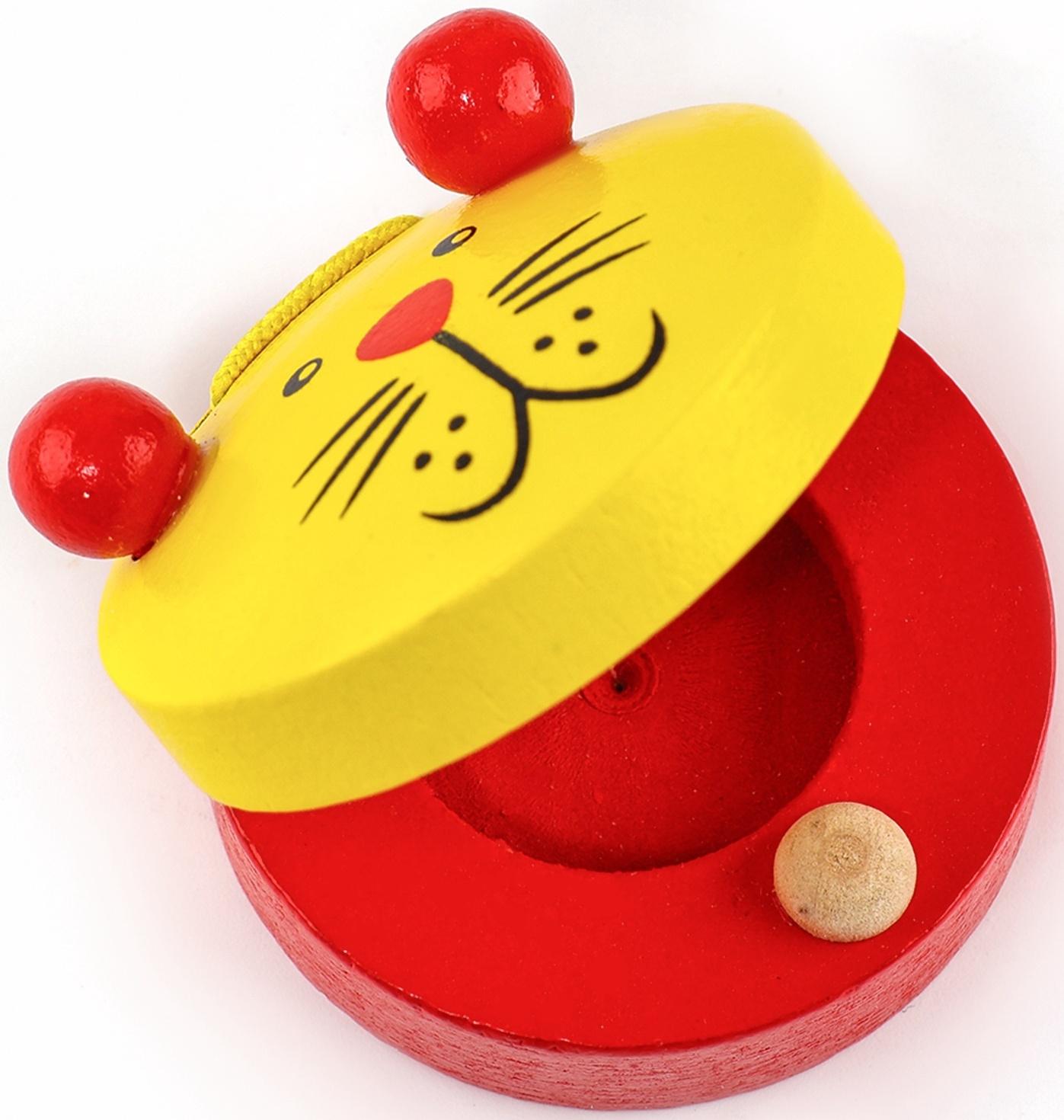 Набор музыкальных инструментов из дерева, 4 предмета «Свистулька, кастаньета, колотушка, погремушка»