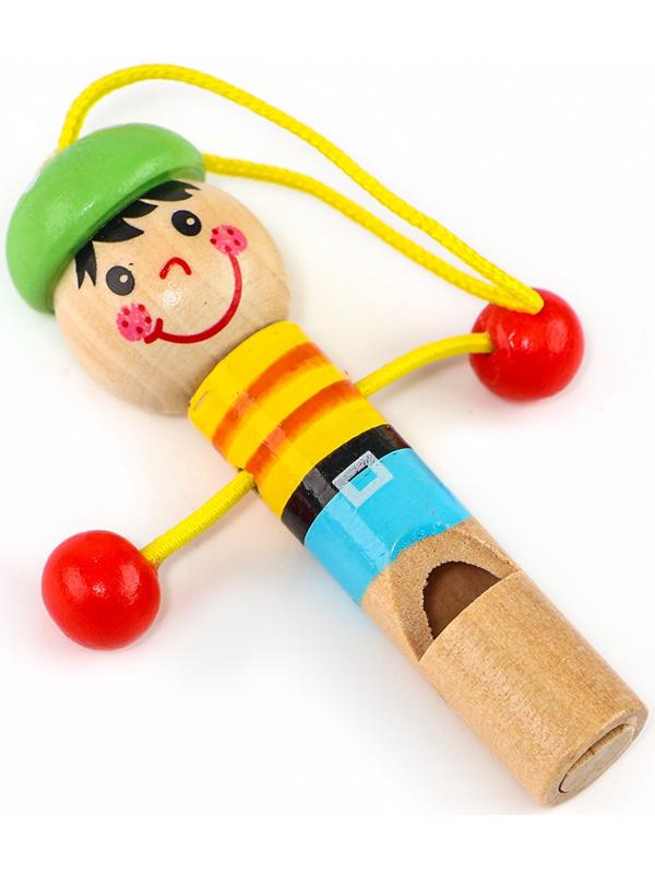 Набор музыкальных инструментов из дерева, 4 предмета «Свистулька, кастаньета, колотушка, погремушка»
