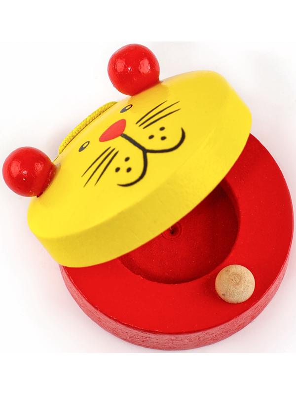 Набор музыкальных инструментов из дерева, 4 предмета «Свистулька, кастаньета, колотушка, погремушка»