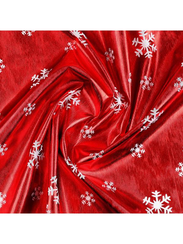 Ткань для рукоделия, «Белые снежинки», красный, лоскут 100 × 150 см