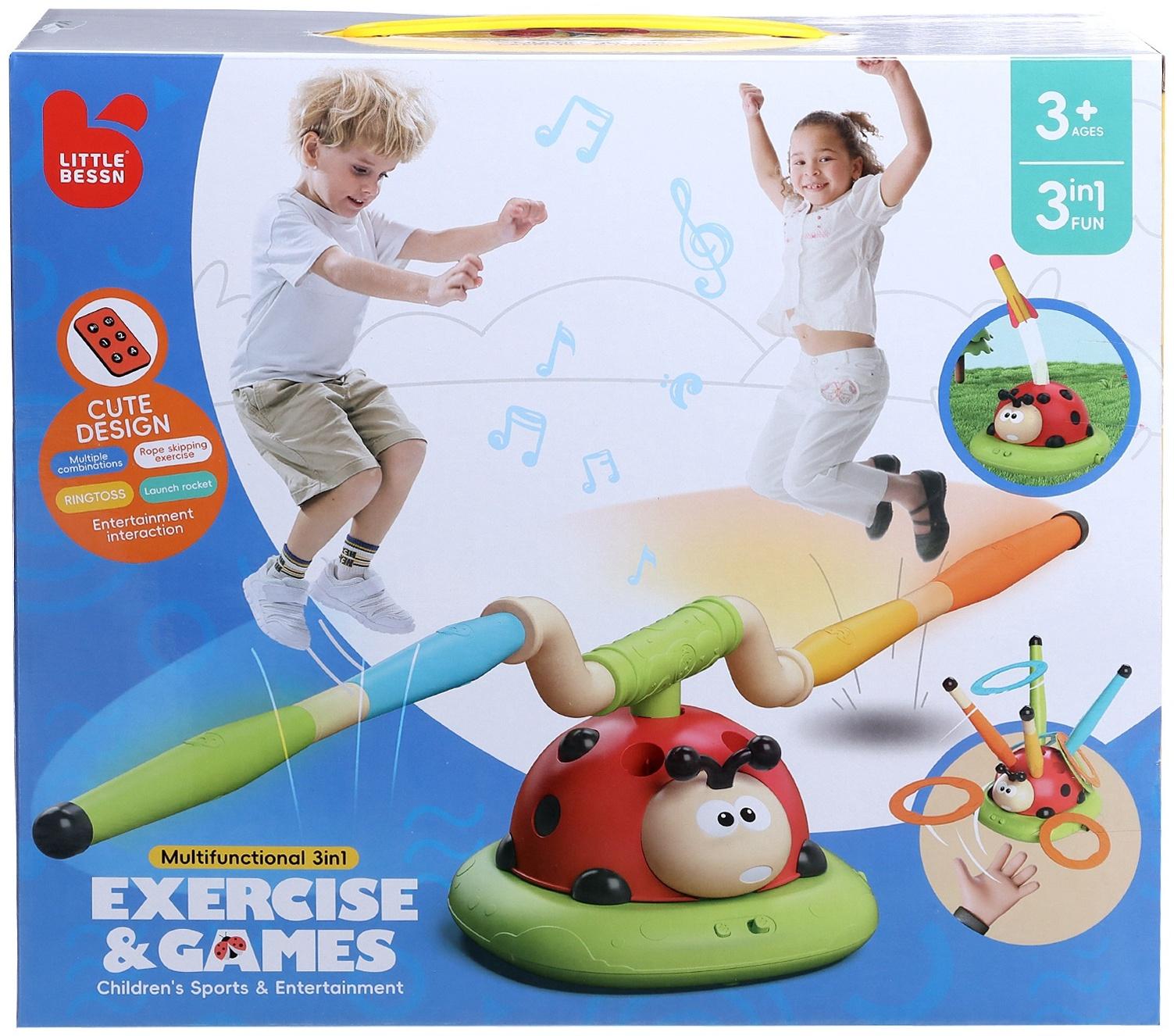 Тренажер - игра 3 в 1 «Божья коровка», электронная скакалка, кольцеброс, ракетница