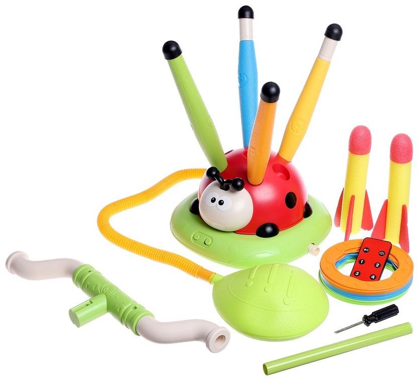 Тренажер - игра 3 в 1 «Божья коровка», электронная скакалка, кольцеброс, ракетница