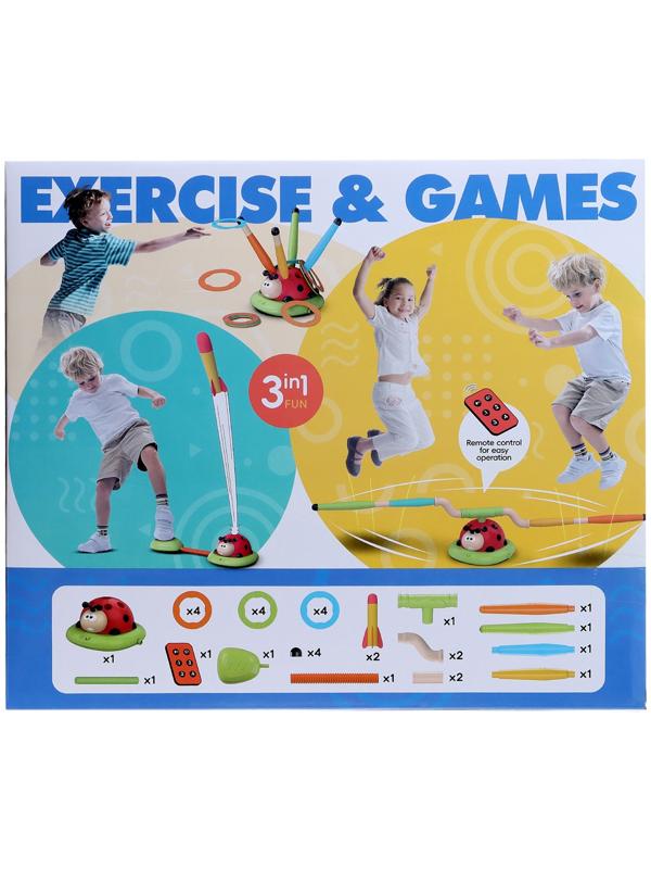 Тренажер - игра 3 в 1 «Божья коровка», электронная скакалка, кольцеброс, ракетница