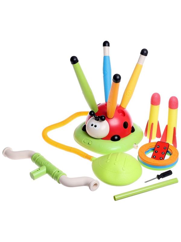 Тренажер - игра 3 в 1 «Божья коровка», электронная скакалка, кольцеброс, ракетница