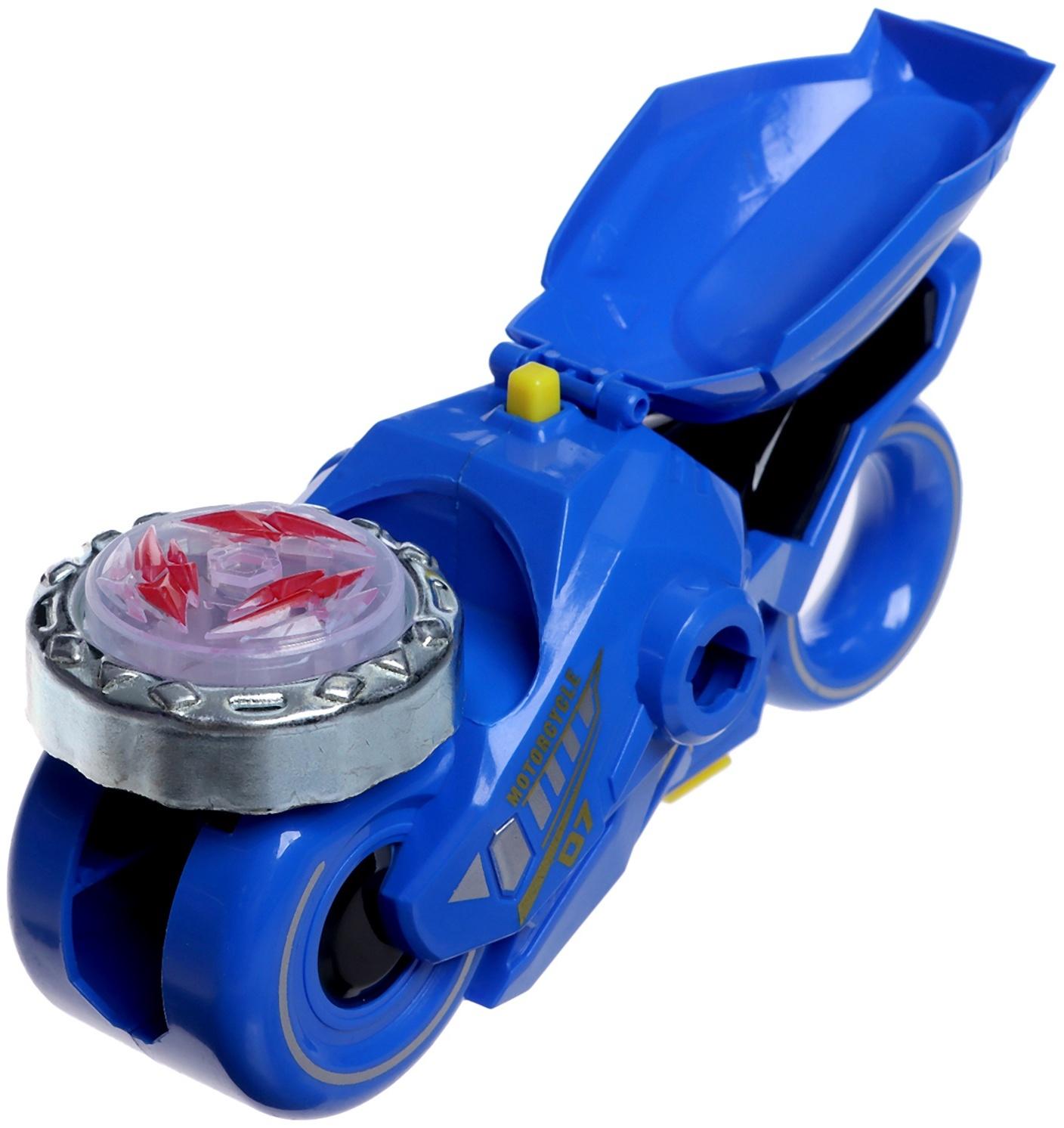 Игровой набор боевых волчков «Мото файтер», 2 волчка, 1 устройство для запуска, световые эффекты