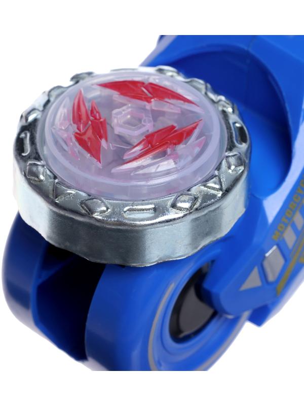 Игровой набор боевых волчков «Мото файтер», 2 волчка, 1 устройство для запуска, световые эффекты