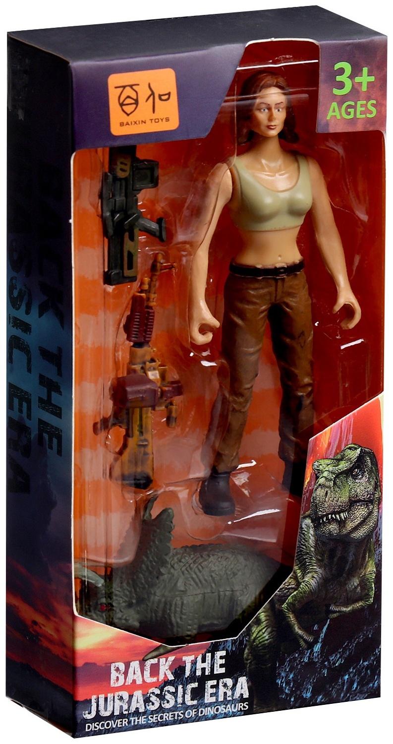 Набор фигурок «Юрский парк», 4 предмета в наборе, с динозавром, подвижные элементы, МИКС