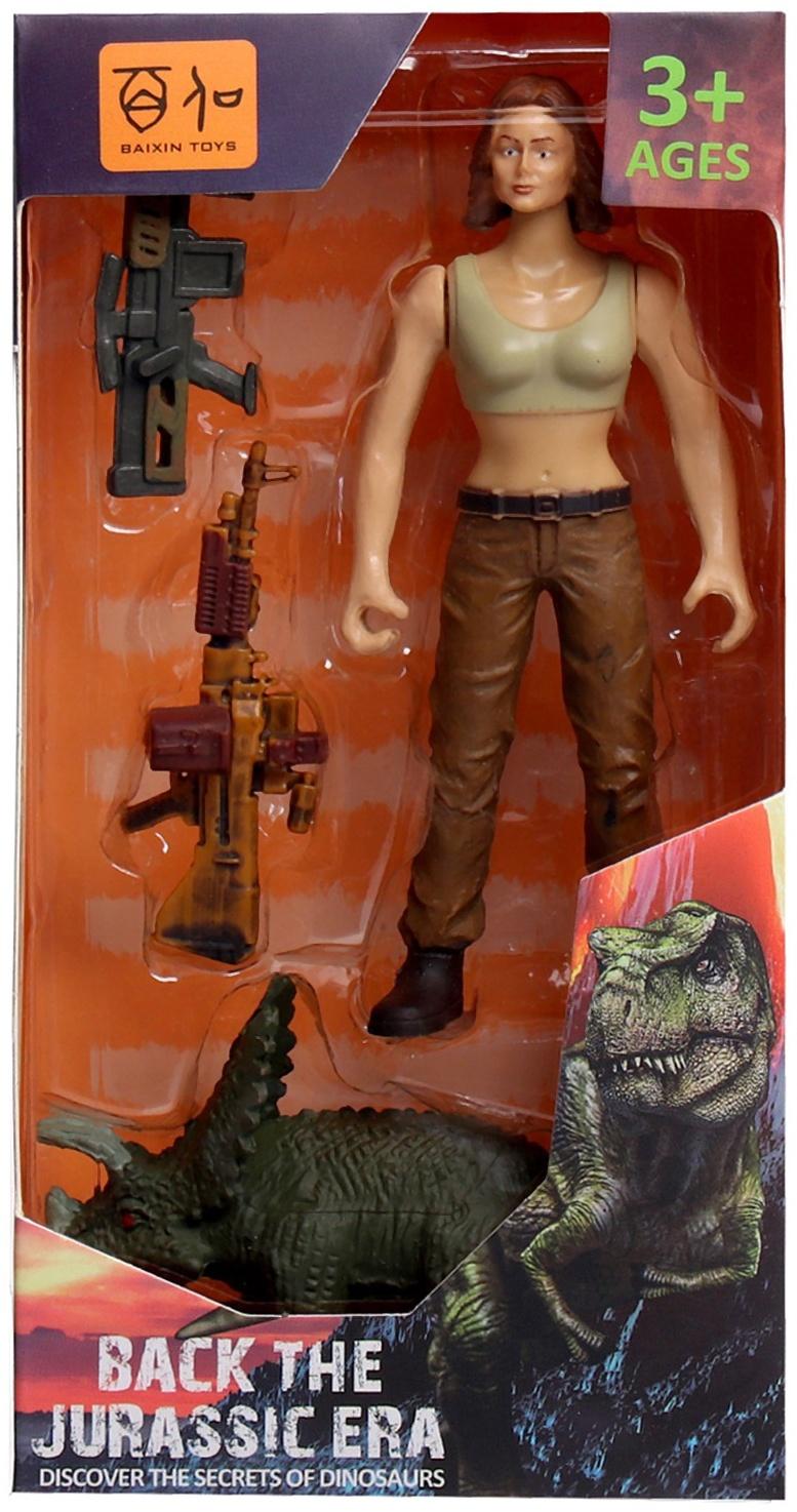 Набор фигурок «Юрский парк», 4 предмета в наборе, с динозавром, подвижные элементы, МИКС