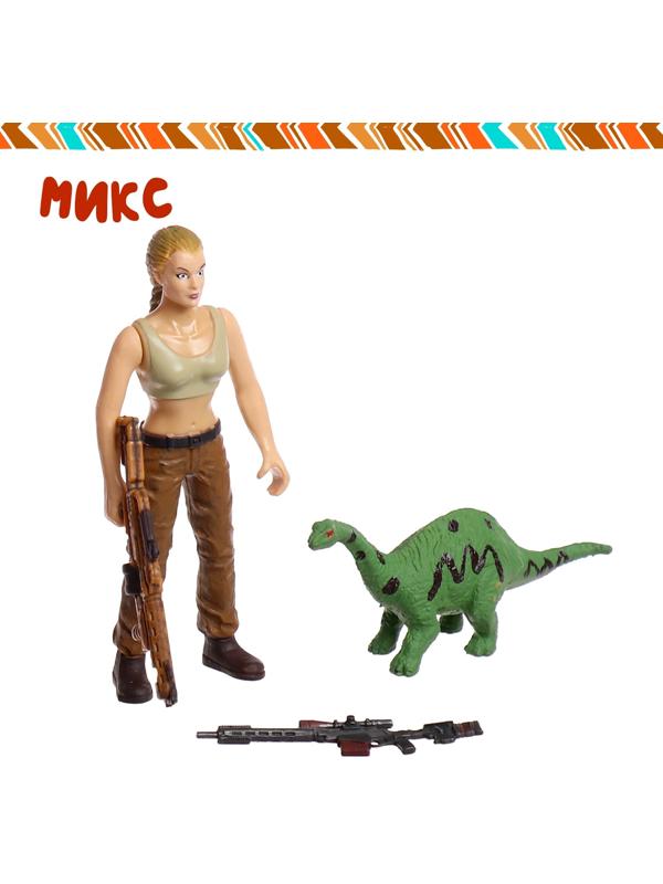 Набор фигурок «Юрский парк», 4 предмета в наборе, с динозавром, подвижные элементы, МИКС