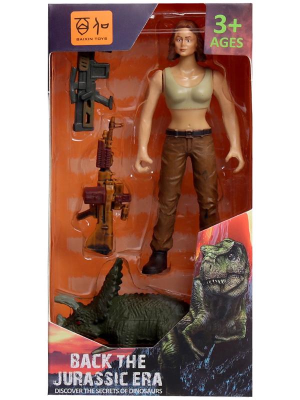 Набор фигурок «Юрский парк», 4 предмета в наборе, с динозавром, подвижные элементы, МИКС