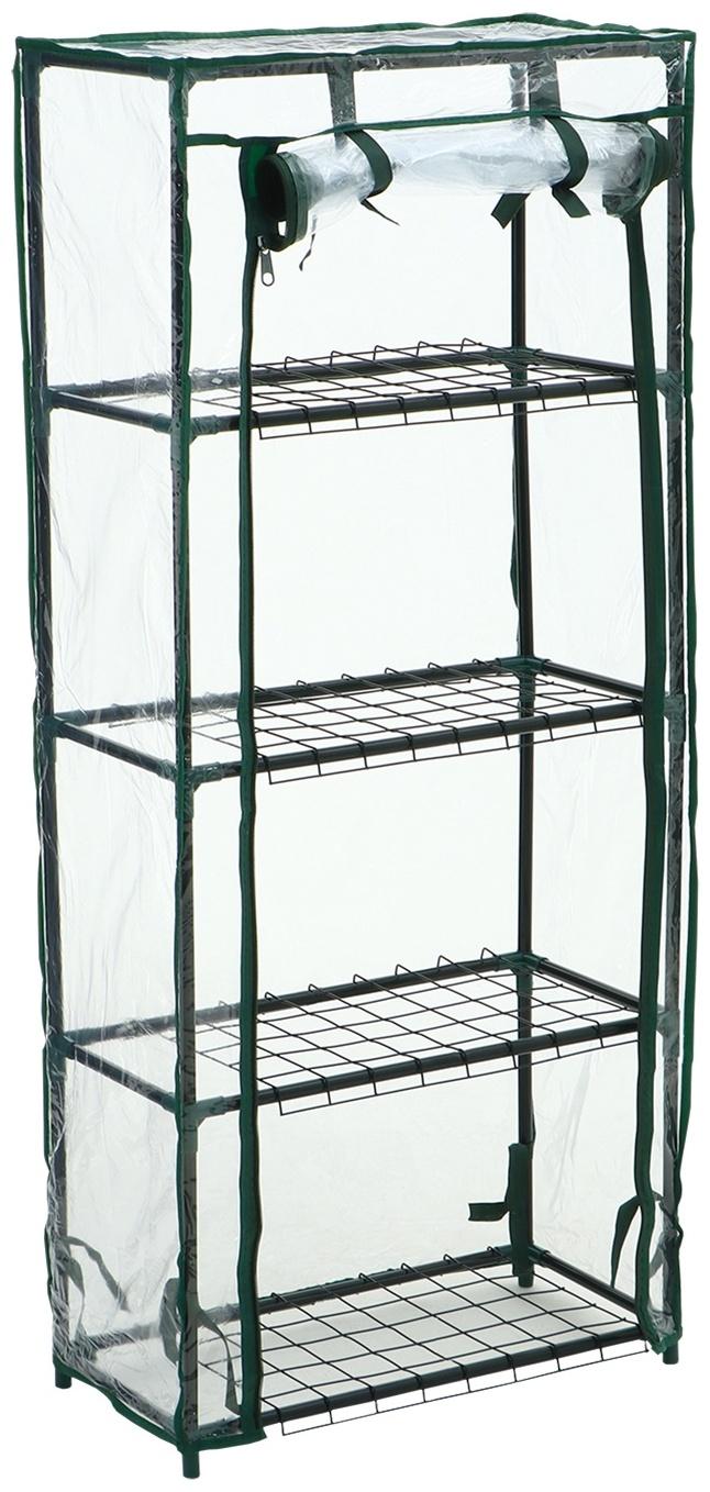 Парник-стеллаж, 4 полки, 105 × 24 × 46 см, металлический каркас d = 12 мм, чехол плёнка 80 мкм, Greengo