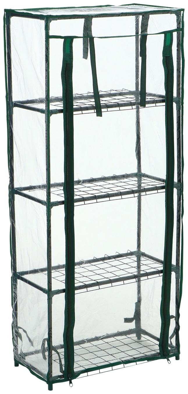 Парник-стеллаж, 4 полки, 105 × 24 × 46 см, металлический каркас d = 12 мм, чехол плёнка 80 мкм, Greengo