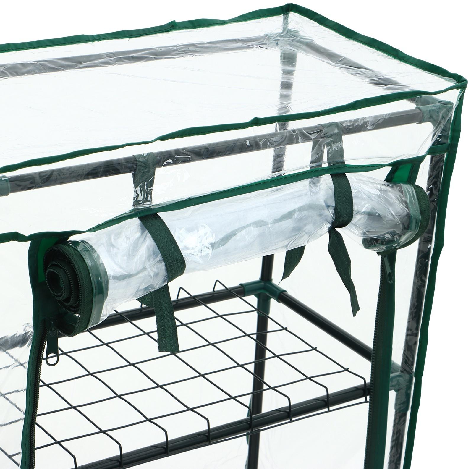 Парник-стеллаж, 4 полки, 105 × 24 × 46 см, металлический каркас d = 12 мм, чехол плёнка 80 мкм, Greengo