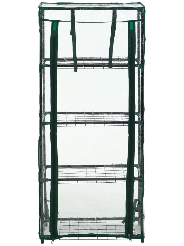 Парник-стеллаж, 4 полки, 105 × 24 × 46 см, металлический каркас d = 12 мм, чехол плёнка 80 мкм, Greengo