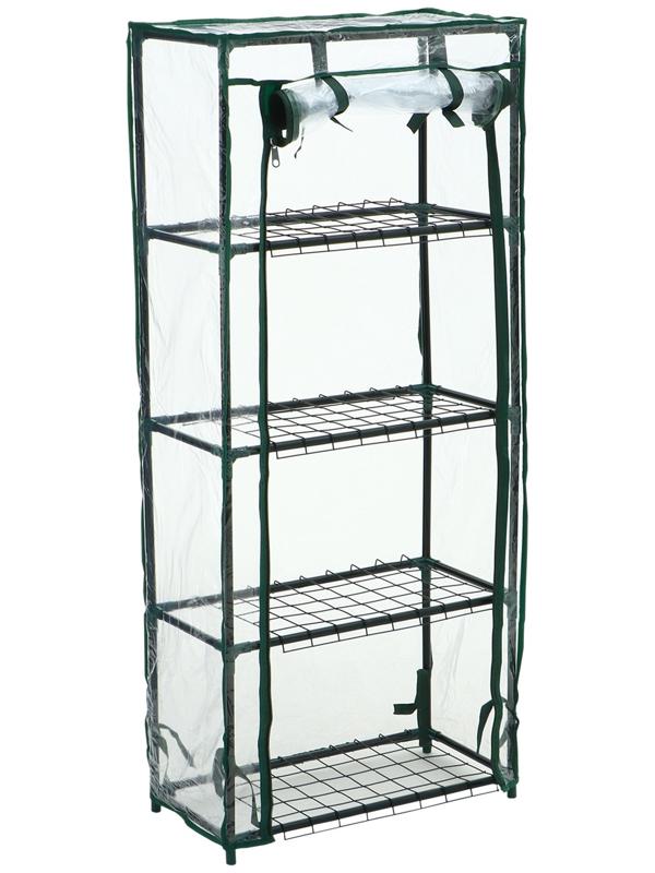 Парник-стеллаж, 4 полки, 105 × 24 × 46 см, металлический каркас d = 12 мм, чехол плёнка 80 мкм, Greengo