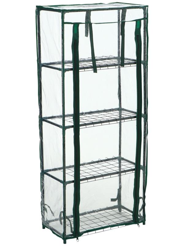 Парник-стеллаж, 4 полки, 105 × 24 × 46 см, металлический каркас d = 12 мм, чехол плёнка 80 мкм, Greengo