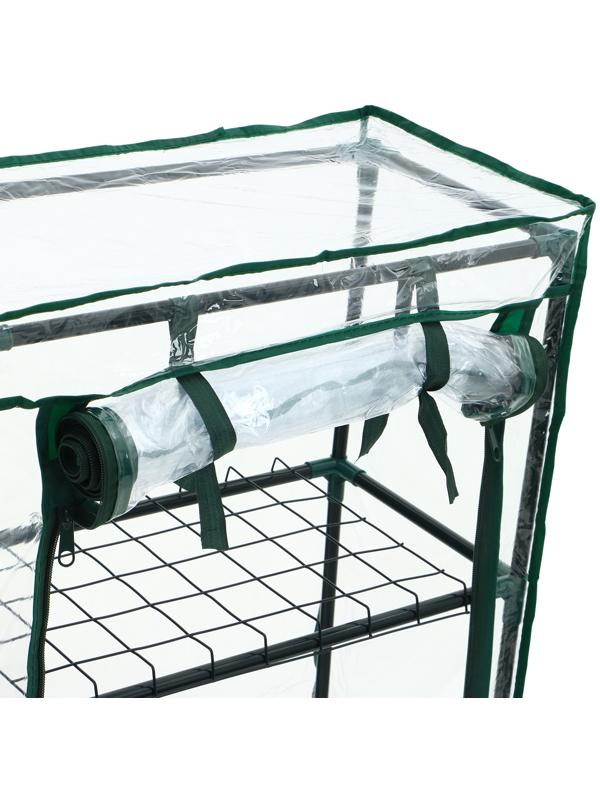 Парник-стеллаж, 4 полки, 105 × 24 × 46 см, металлический каркас d = 12 мм, чехол плёнка 80 мкм, Greengo