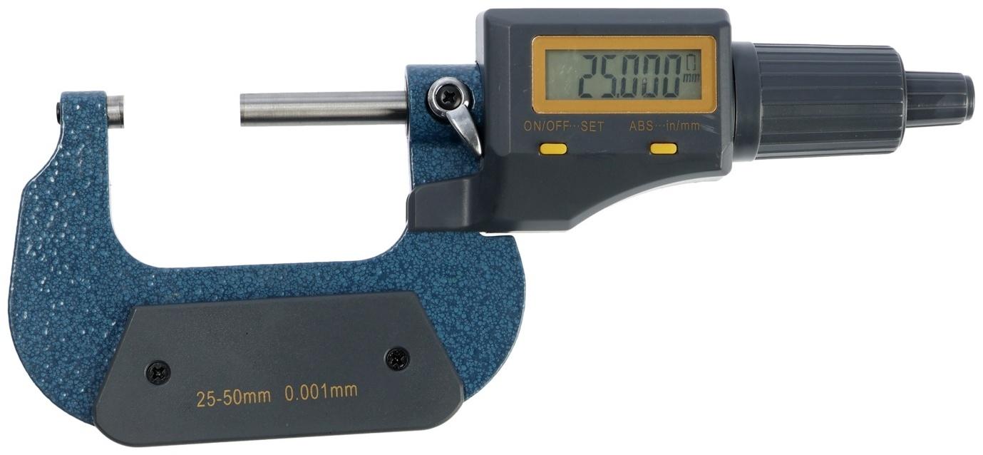 Микрометр электронный ТУНДРА, металлический, диапазон 25-50 мм, шаг измерения 0.001 мм