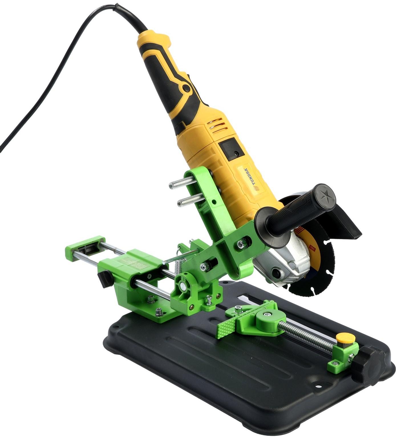 Стойка для УШМ ТУНДРА, d=100-125 мм, угловые тиски 45°, движущаяся платформа