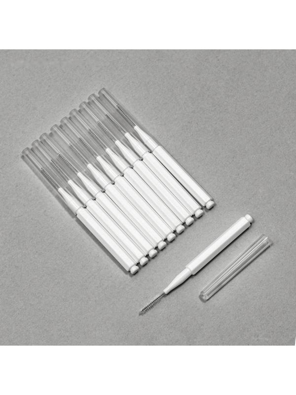 Щёточки - мини для бровей и ресниц, набор - 10 шт, 7 × 0,5 см, цвет белый