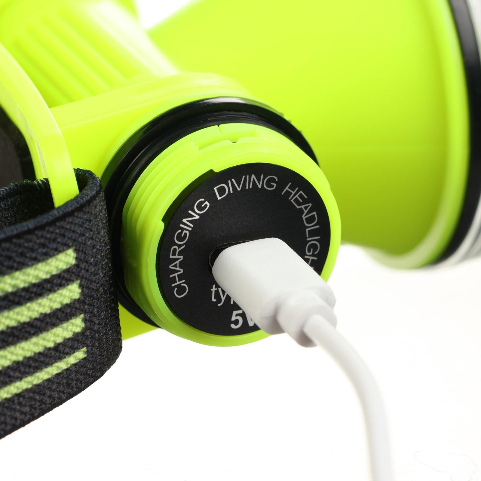 Фонарь налобный аккумуляторный, 5 Вт, 1200 мАч, 1 режим, IPX 8, Type-C, 9 х 8.5 х 5.5 см